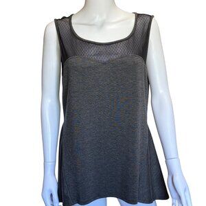 Torrid Grey Sleeveless Tunic Top w/ Mesh Yoke & Keyhole Back Womens Size 0/L